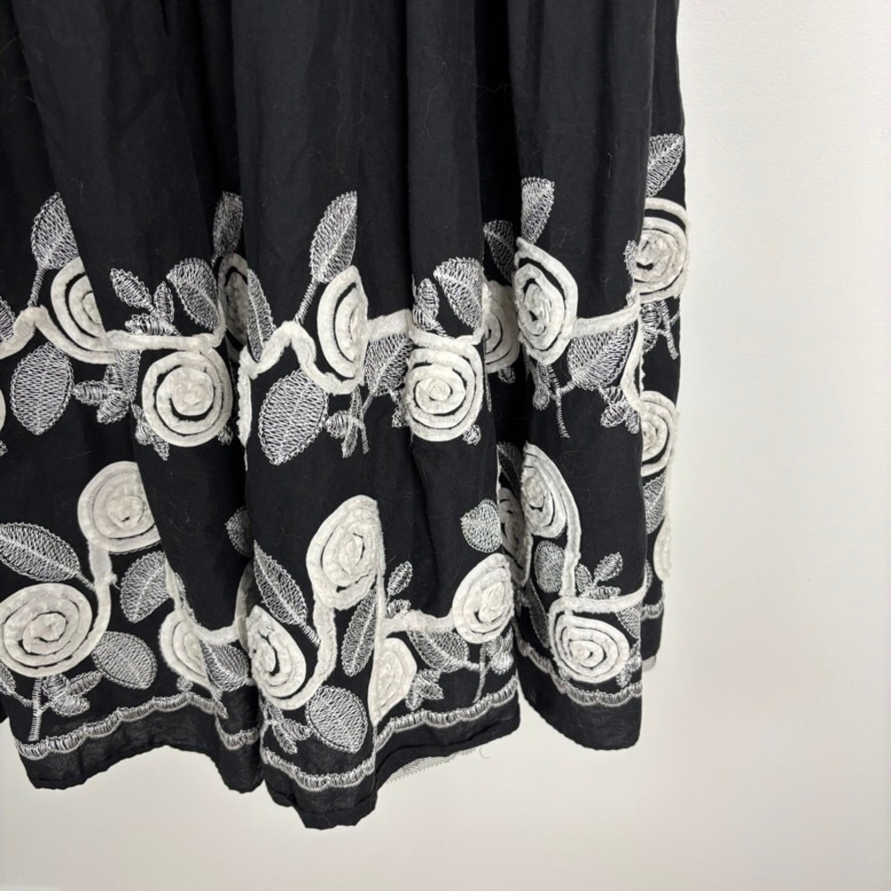 Whimsigoth Black Tulle Floral Trim Dress Women's 14 Dark Romantic - Picture 4 of 10